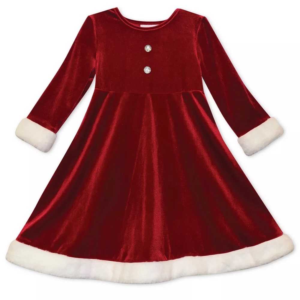 Holiday Red Long Sleeve Velvet Stretch Dress Size 18 Months